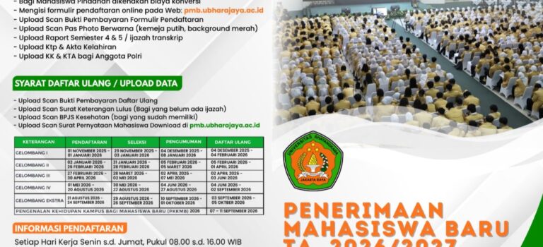 Penerimaan Mahasiswa Baru Fasilkom Ubharajaya TA. 2026/2027
